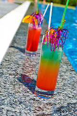 Image showing Cocktail near the swimming pool