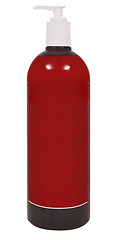 Image showing Plastic bottle of skin care product on white background