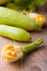Image showing Courgettes with flowers