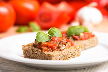 Image showing Crostini with tomato