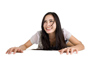 Image showing beautiful asian on the floor