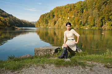 Image showing beautiful asian at the river