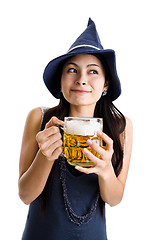 Image showing woman with  draft beer