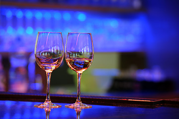 Image showing wine glasses with light bokeh