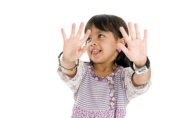 Image showing cute kid showing her palms