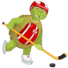 Image showing Funny Turtle. Hockey Player.