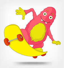 Image showing Funny Monster. Skateboarding.
