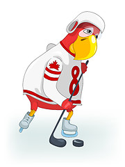 Image showing Funny Parrot. Hockey.