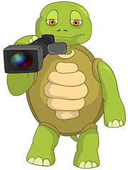 Image showing Funny Turtle. Cameraman.