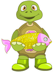 Image showing Funny Turtle. Fisherman.