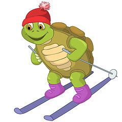 Image showing Funny Turtle. Skiing.