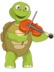 Image showing Funny Turtle. Violinist.