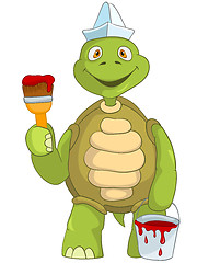 Image showing Funny Turtle. Painter.