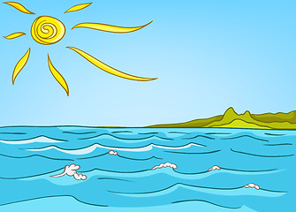 Image showing Cartoon Nature Landscape Sea