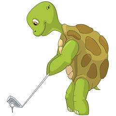 Image showing Funny Turtle. Golf Player.