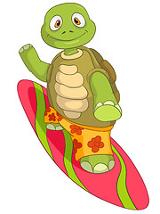 Image showing Funny Turtle. Surfing.