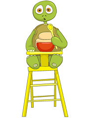 Image showing Funny Turtle. Baby Eating.