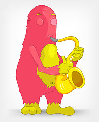 Image showing Funny Monster. Saxophonist.