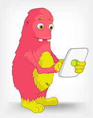 Image showing Funny Monster. Tablet User.