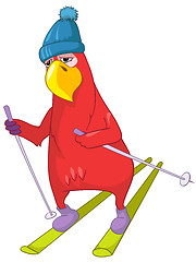 Image showing Funny Parrot. Skiing.