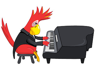 Image showing Funny Parrot. Pianist.