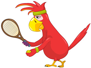 Image showing Funny Parrot. Tennis.