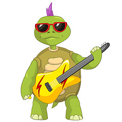 Image showing Funny Turtle. Rock Star.