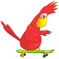 Image showing Funny Parrot. Skateboarding