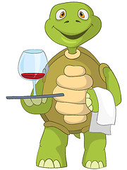 Image showing Funny Turtle. Waiter.