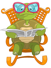 Image showing Funny Turtle Reading.