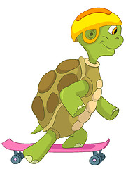 Image showing Funny Turtle. Skateboarding.