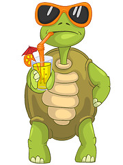 Image showing Funny Turtle Drinking Cocktail.