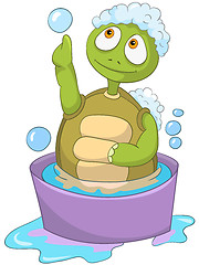 Image showing Funny Turtle. Baby Washing