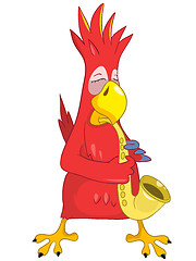 Image showing Funny Parrot. Saxophonist