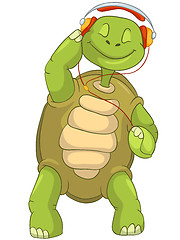 Image showing Funny Turtle Listening to Music.