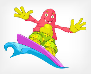 Image showing Funny Monster. Surfing.