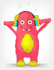 Image showing Funny Monster. Listening to Music.