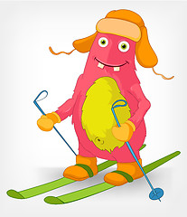Image showing Funny Monster. Skiing.