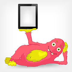 Image showing Funny Monster. Tablet User.