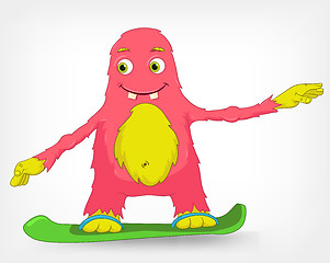 Image showing Funny Monster. Snowboarding.