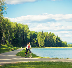 Image showing girl on a bicycle 