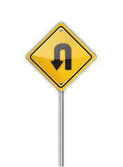 Image showing Turn back road sign,  illustration 