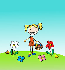 Image showing Little Girl with flowers 