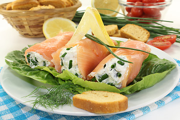 Image showing smoked salmon roulade