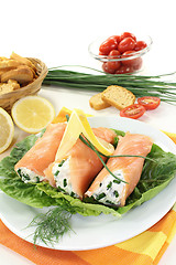 Image showing smoked salmon roulade