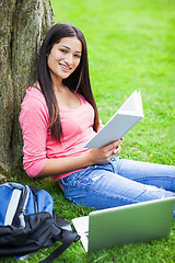 Image showing Hispanic college student studying