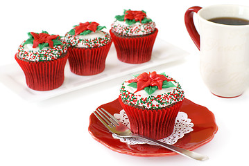 Image showing Christmas decorated cupcakes