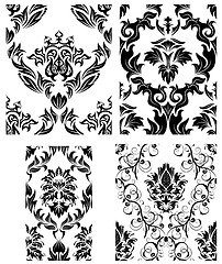 Image showing seamless damask patterns set