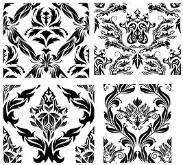 Image showing seamless damask patterns set