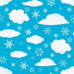 Image showing seamless snowflakes and clouds